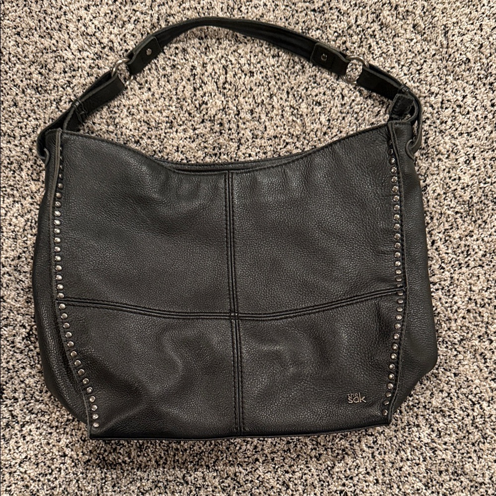 The Sak Black Silverlake Leather Studded Shoulder Bag